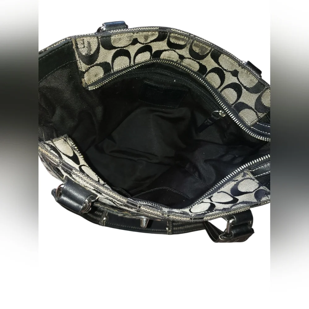 Coach Black and Brown Patterned Tote - Picture 3 of 7